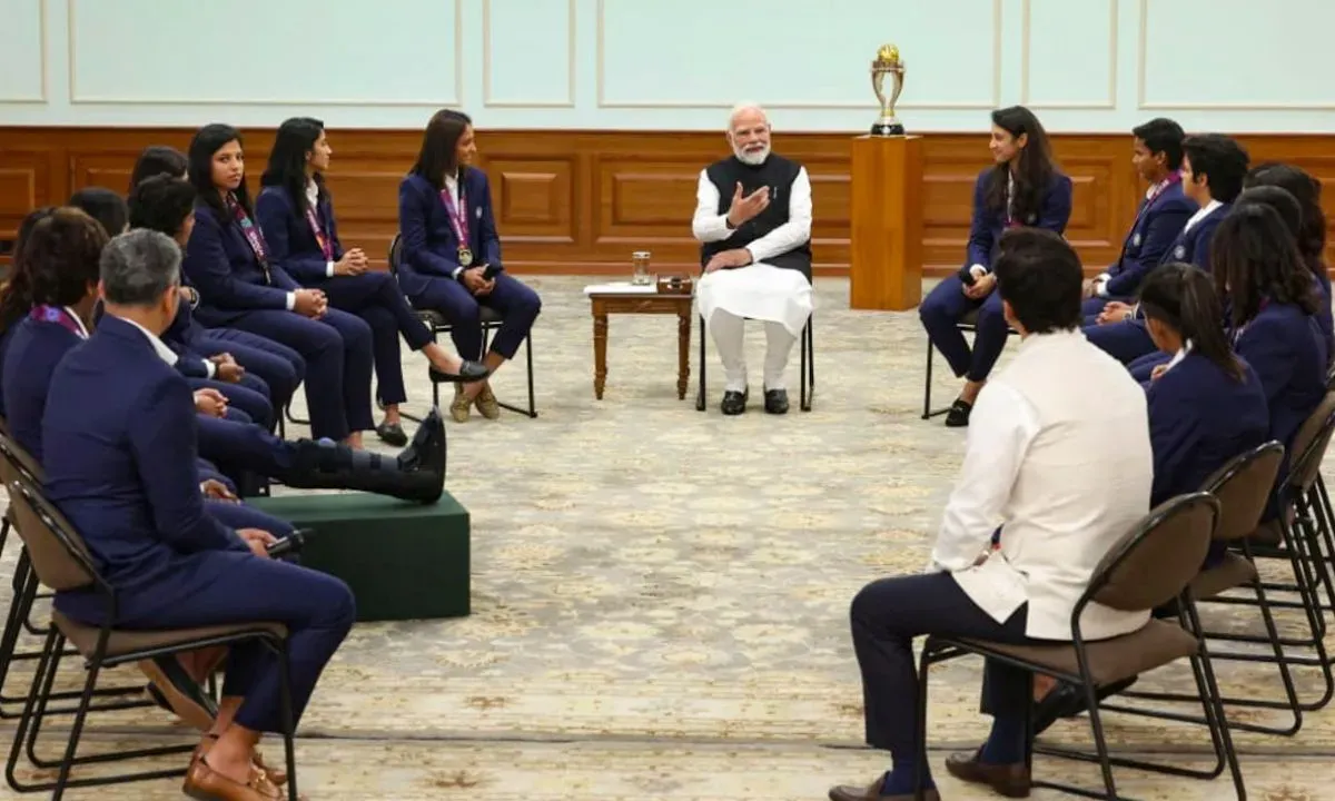 PM Modi Women Team Interaction Video { Credit : Social Media }